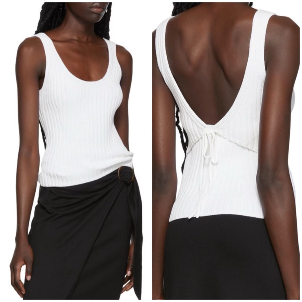 Vince Tie Back Knit Ribbed Tank Top